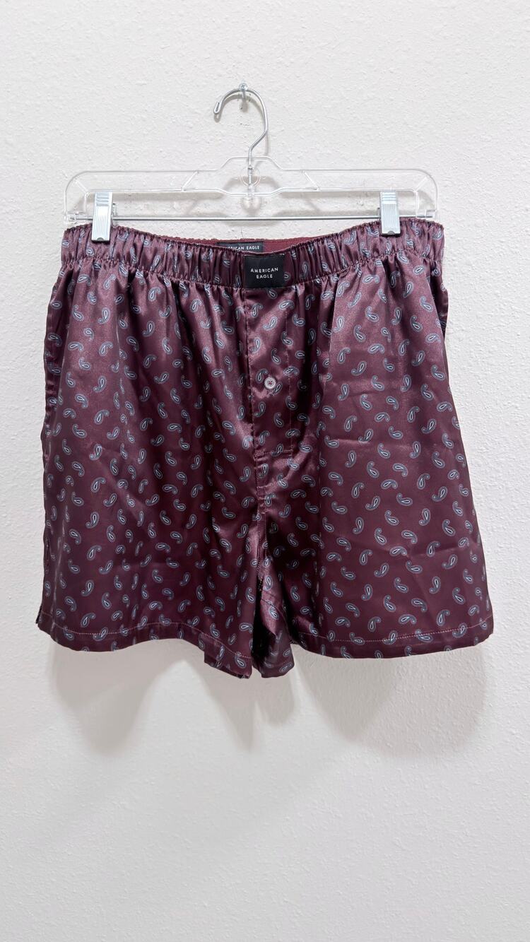 American Eagle Men's Satin Paisley Pocket Boxer Shorts – Size Large NWOT